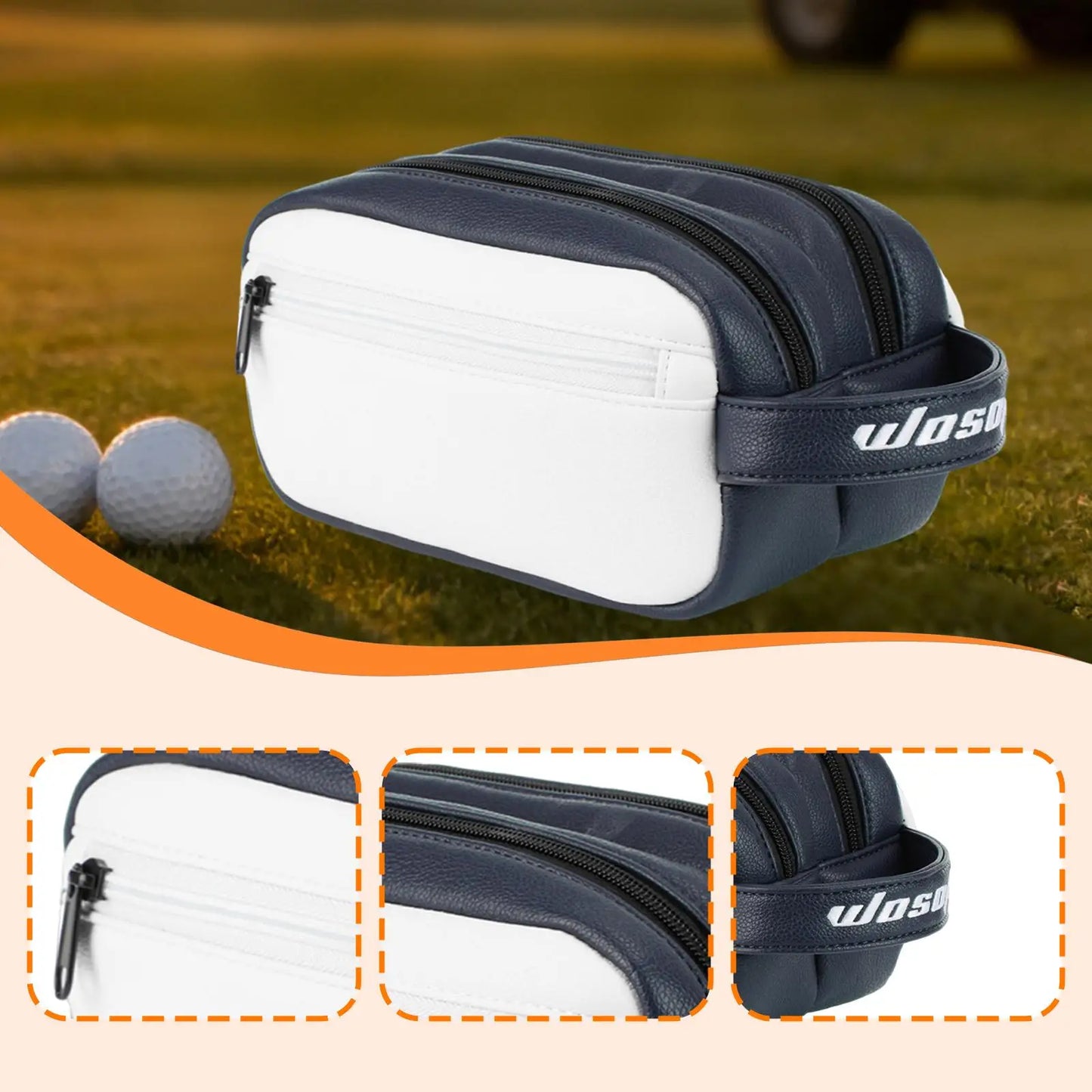 Golf Balls Bag with Handle Strap Multifunctional Valuables Pouch Golf Ball Case Storage Organizer for Outdoor Sports Men Women