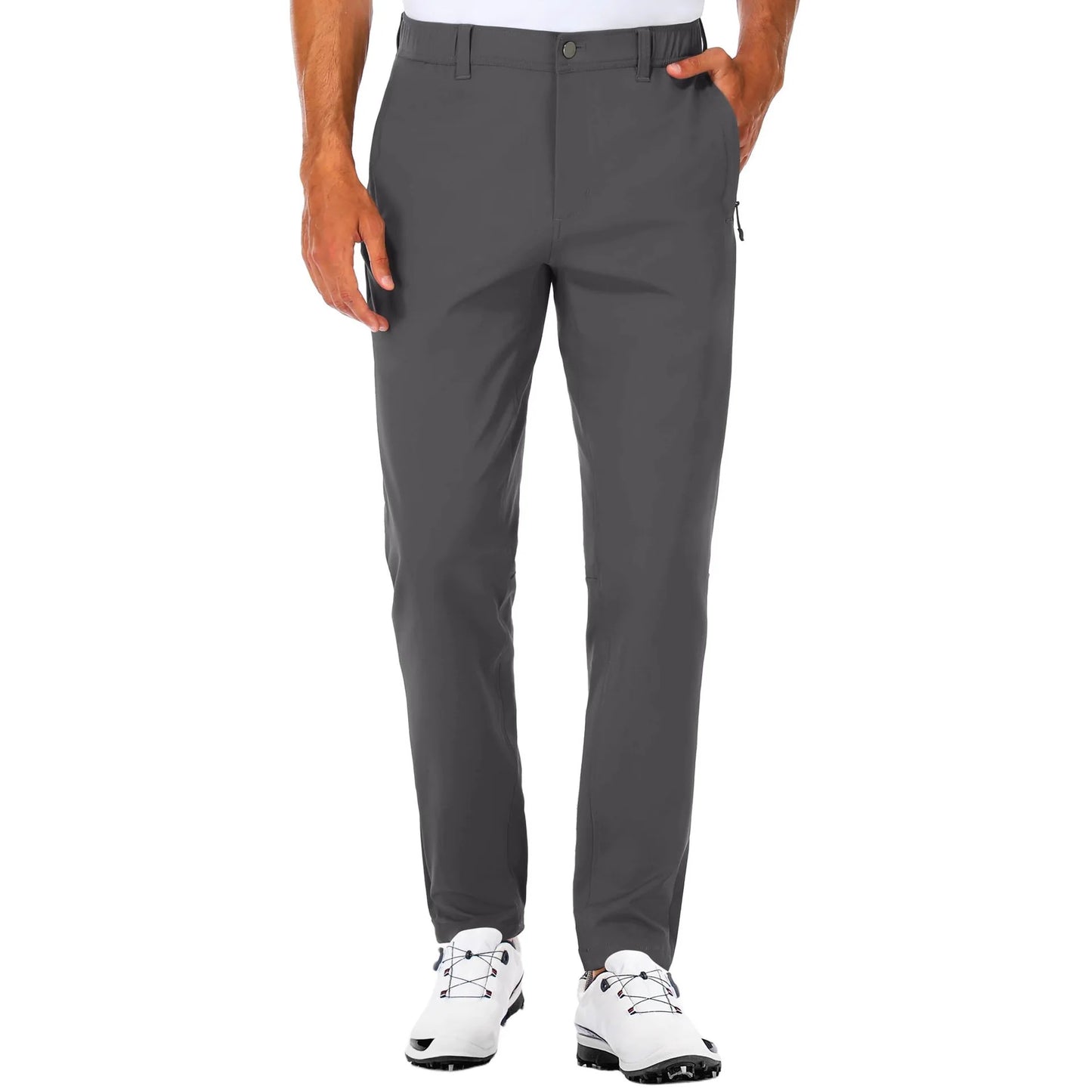 Men's Slim Fit Golf Pants Elastic Slim Fit Tapered Lightweight Hiking Pants Casual Pants with Pockets Outdoor Golf Trousers