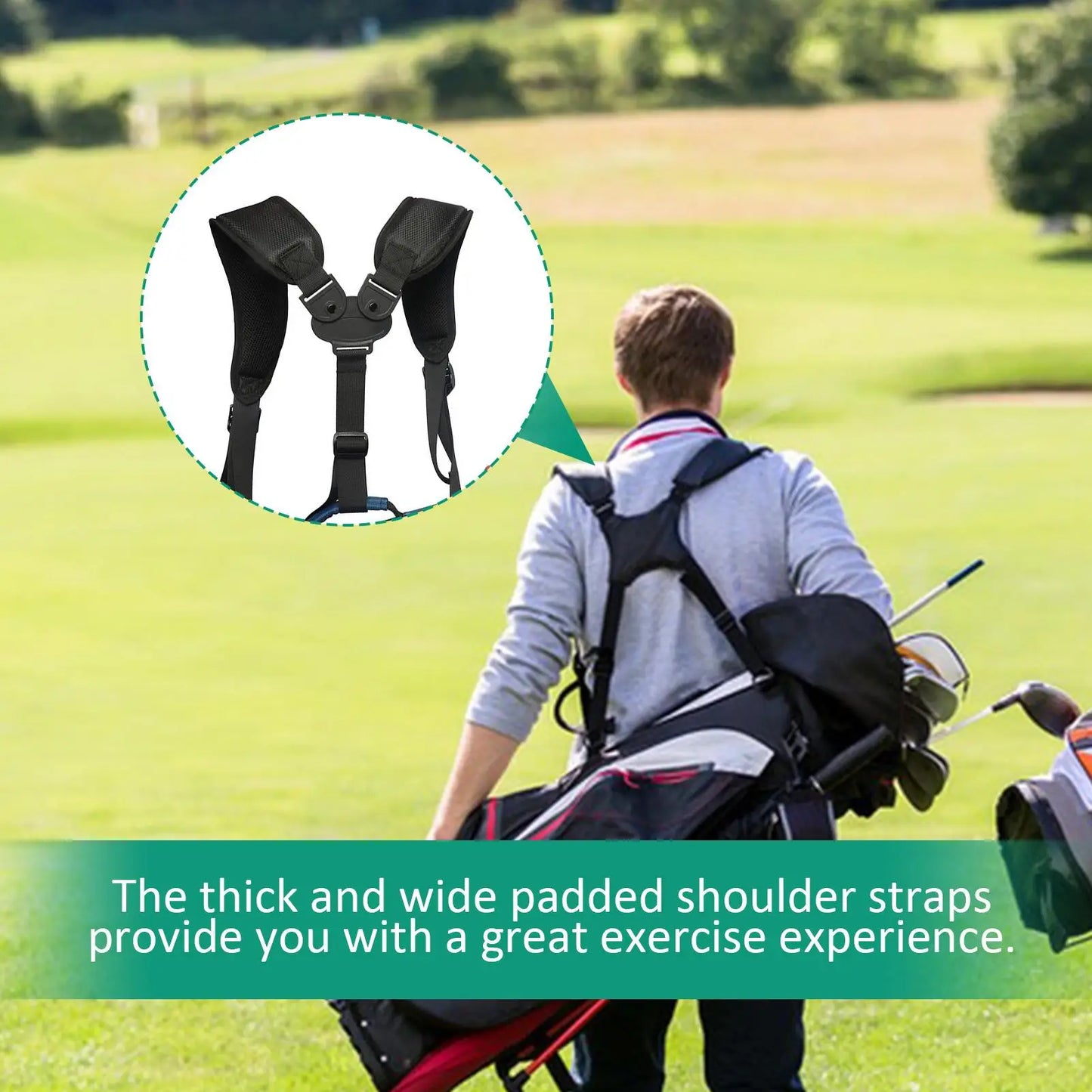 1pc Portable Golf Double Shoulder Strap Golf Bag Strap Replacement Comfort Shoulder Adjustable Strap Golf Bag Accessories Sports