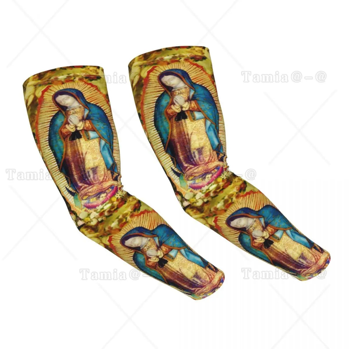 Our Lady Of Guadalupe Cooling Arm Sleeves for Men Women Catholic Virgin Mary Sports Running Tattoo Cover Up