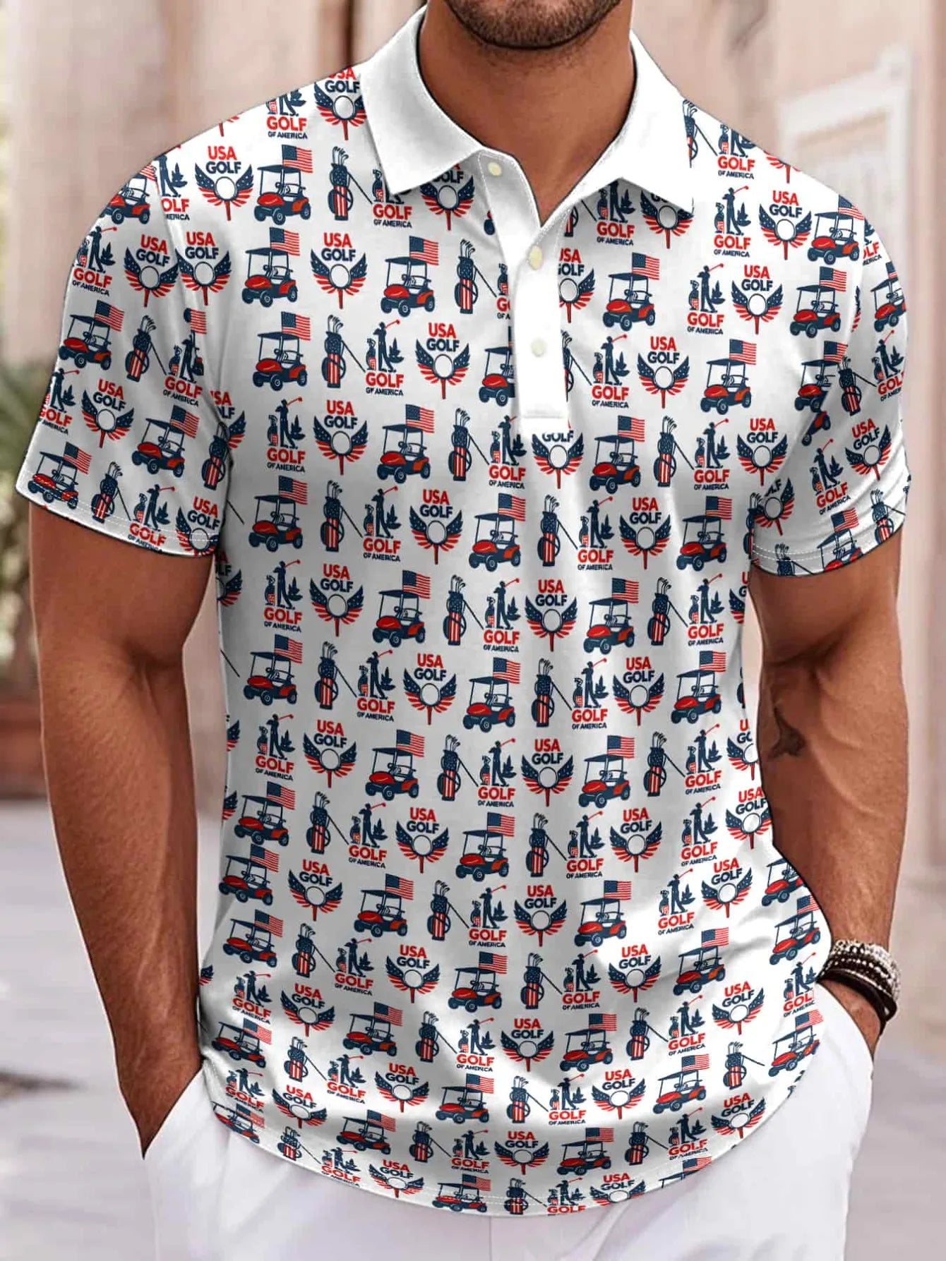 2026 Latest Men's 3D Printed Short Sleeve Shirt - American Golf Theme Pattern - Comfortable, Breathable, Quick-Drying