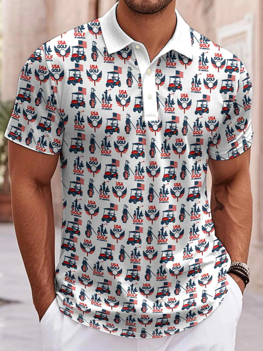 2026 Latest Men's 3D Printed Short Sleeve Shirt - American Golf Theme Pattern - Comfortable, Breathable, Quick-Drying