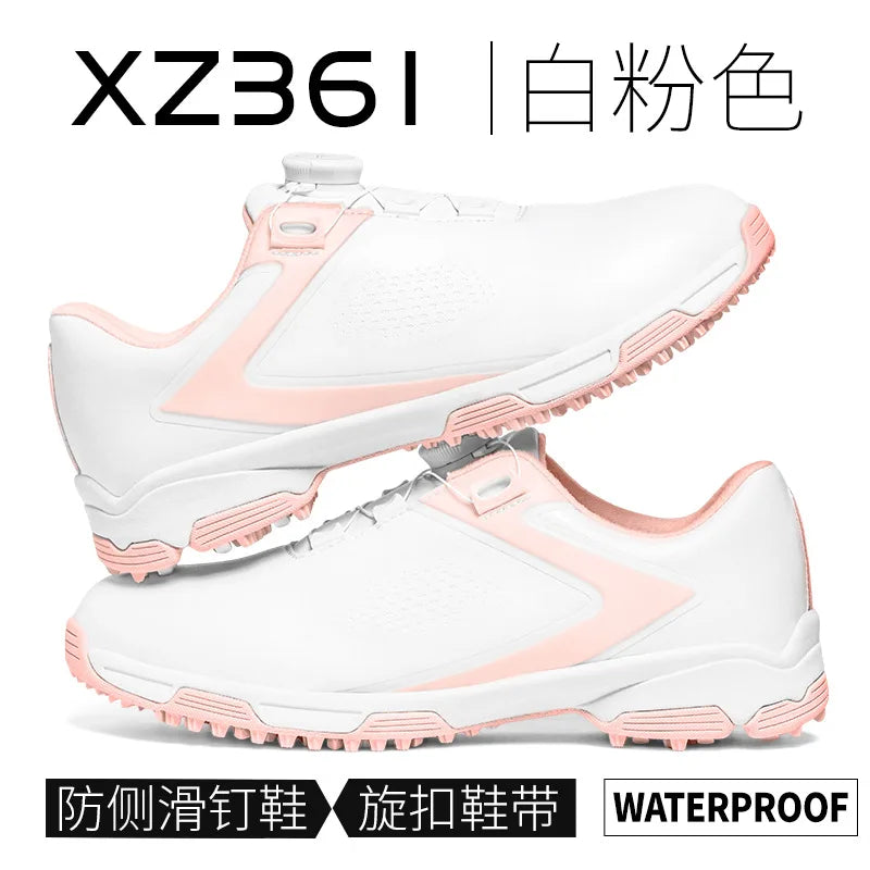 PGM New Golf Shoes Women Waterproof Knob Lace Sports Shoes Golf Anti Slip Studs Ladies Casual Sneakers Lightweight Footwear