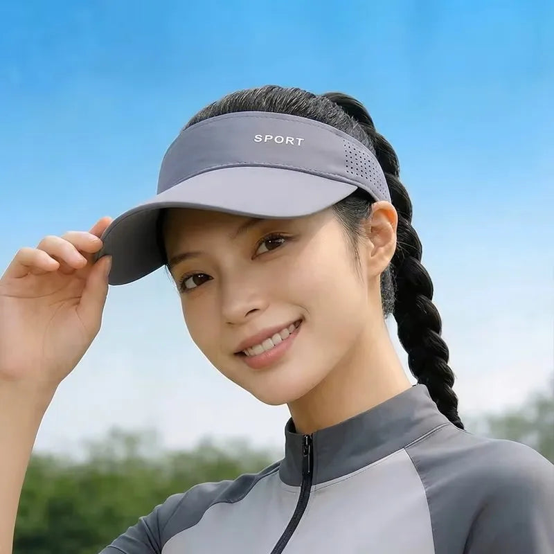 Women's Sport Sun Visor Hat, Quick-Dry Breathable Empty-Top Cap for Running Golf