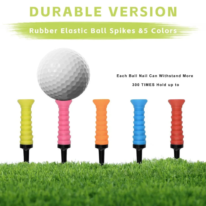 5Pcs Premium Elastic Golf Tees 83mm Rubber Ball Tee Holder Durable Flexible Golf Accessories for Enhanced Performance