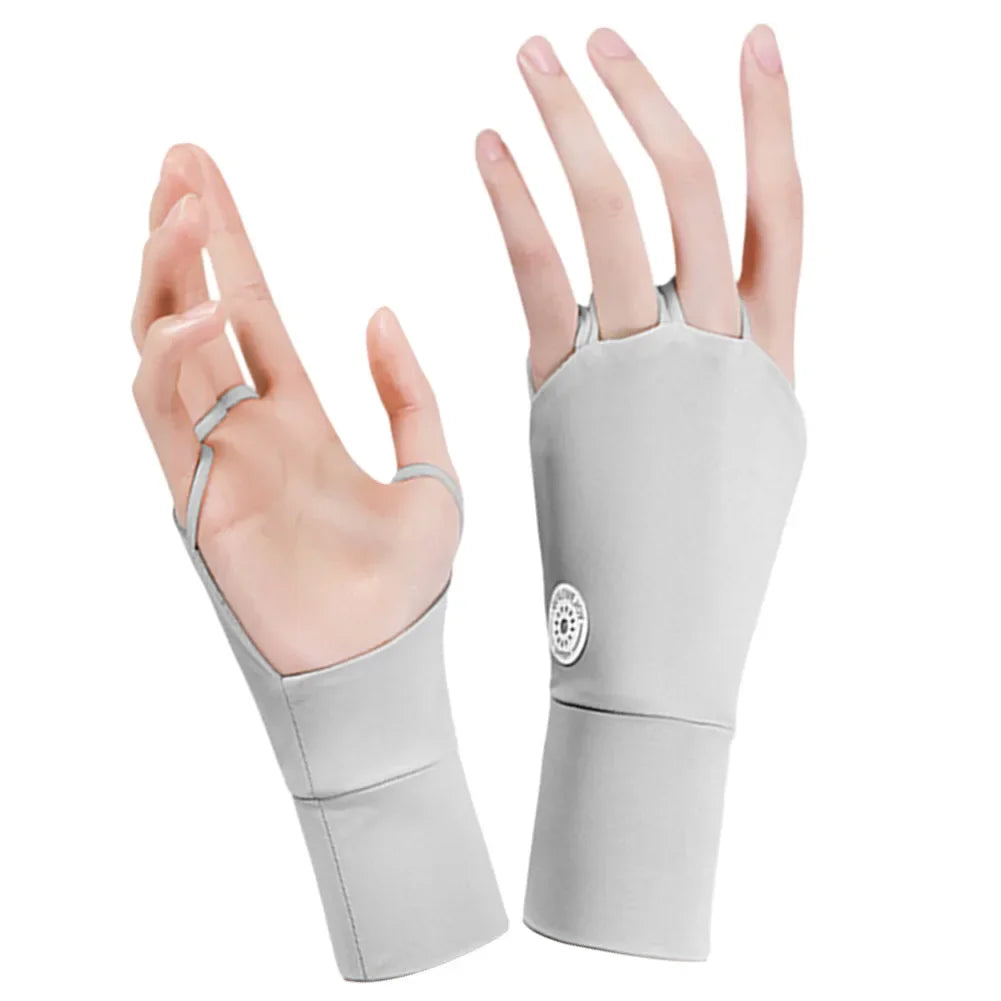 Women Protector Golf Gloves Cool Breathable Open Fingered Gloves Ice Silk Hollow Palm for Outdoor Practice Half Finger Glove