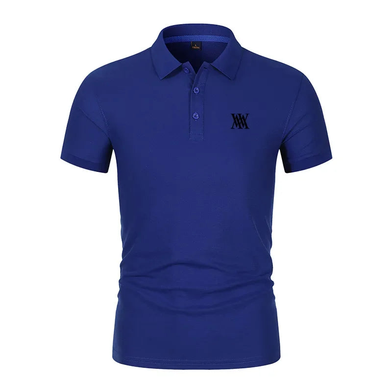 Men's Golf T-shirt Business Casual Short Sleeved Polo Collar, Summer Simple and Fashionable Printed T-shirt Top