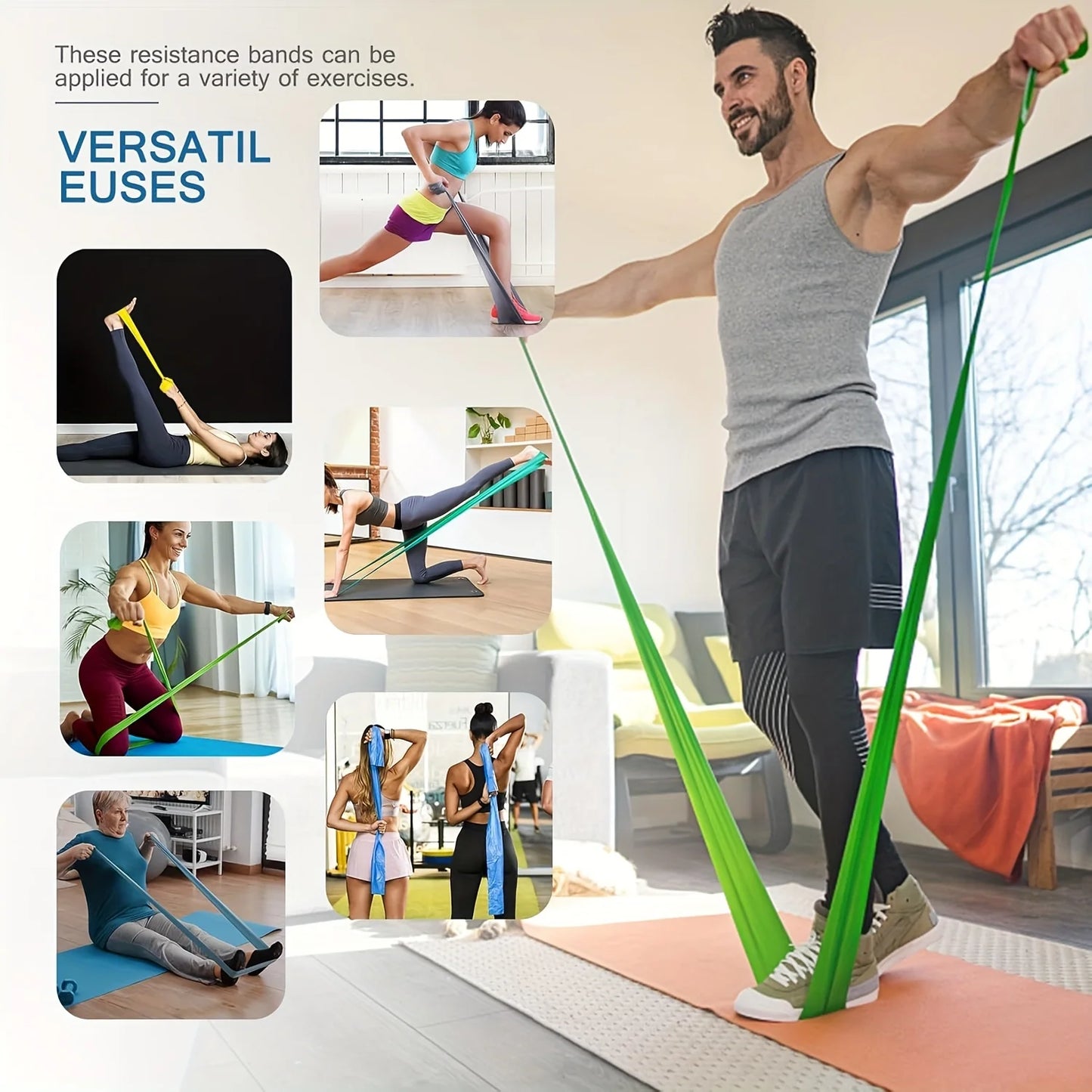 Yoga Sport Resistance Bands Pilates Training Fitness Exercise Home Gym Elastic Band Natural Rubber Latex Yoga Accessories