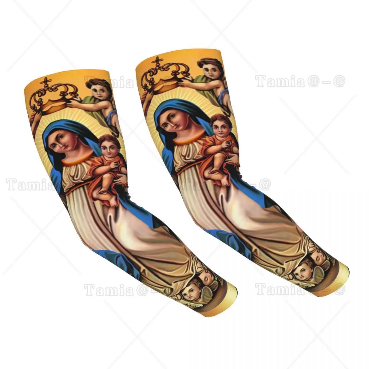 Our Lady Of Guadalupe Cooling Arm Sleeves for Men Women Catholic Virgin Mary Sports Running Tattoo Cover Up
