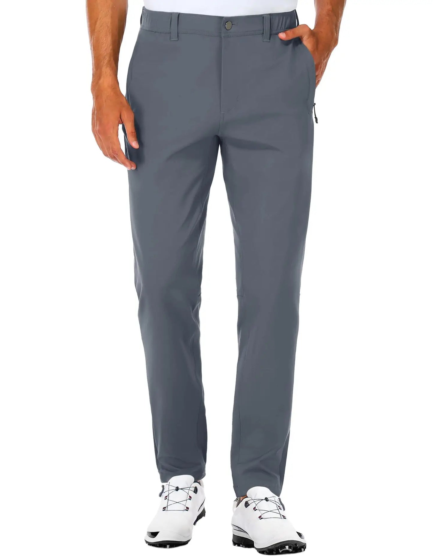 Men's Slim Fit Golf Pants Elastic Slim Fit Tapered Lightweight Hiking Pants Casual Pants with Pockets Outdoor Golf Trousers
