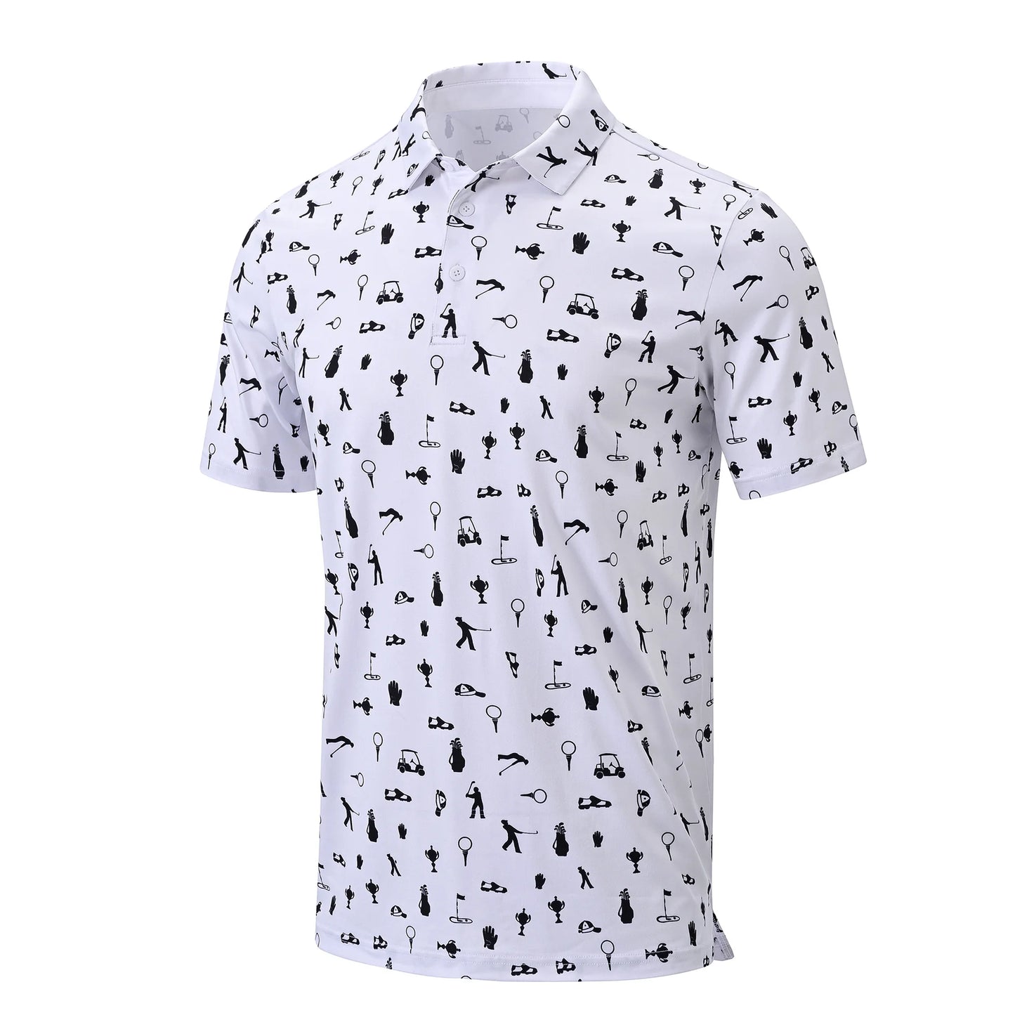 Summer Mens Golf Polo Shirts Quick Dry Print Tee Shirts Moisture Wicking Performance T-shirt Business Casual Polo Shirt