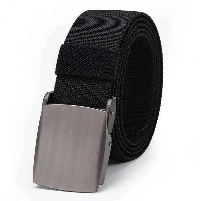New Golf Sports Elastic Belt Fashion Belt Metal Automatic Buckle Tough Stretch Nylon Men Work belt 120CM Big Size Belts