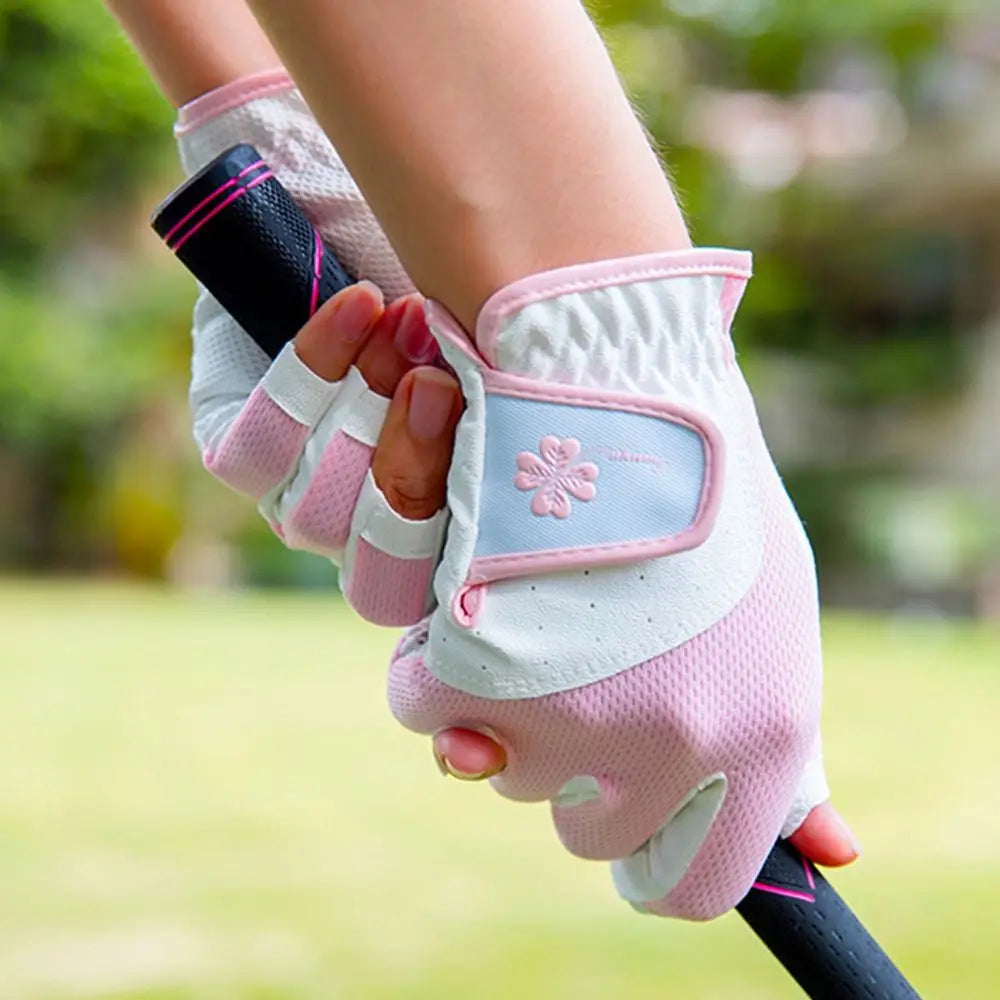 Comfortable Women's Sport Gloves Fingerless Non-slip Ladies Golf Gloves Left Right Hand Mesh Golf Mittens Outdoor Sports