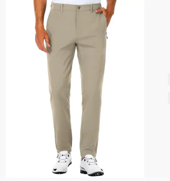 Men's Slim Fit Golf Pants Elastic Slim Fit Tapered Lightweight Hiking Pants Casual Pants with Pockets Outdoor Golf Trousers