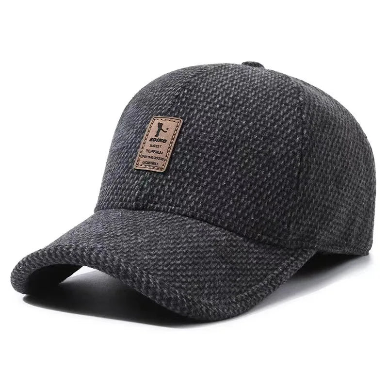 Men's Autumn and Winter Windproof Sun Protection Warm Golf Hat with Earmuffs, Ear Protection Baseball Cap for Middle-Aged Men
