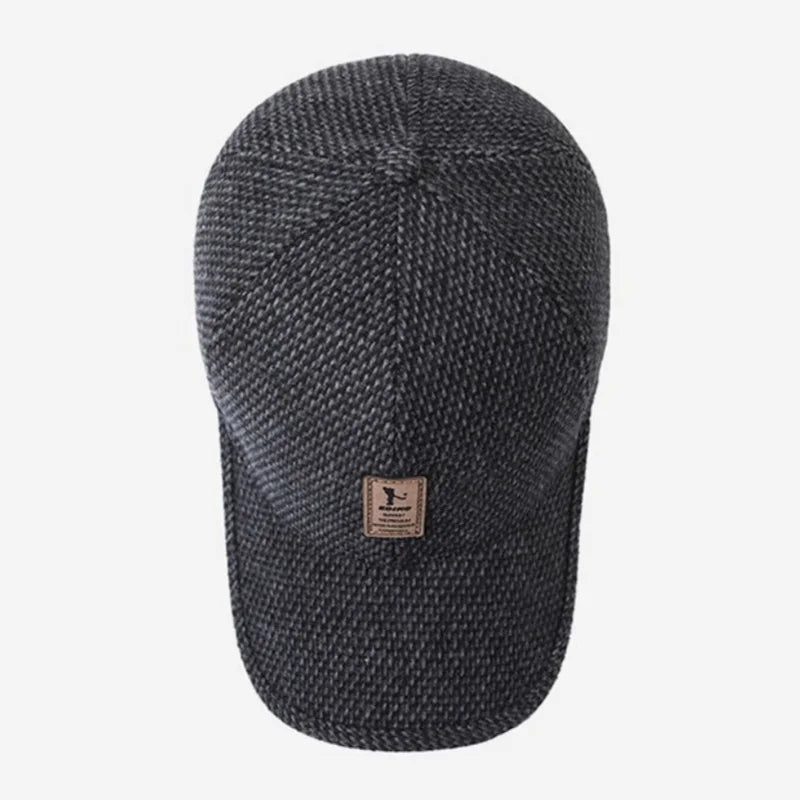 Men's Autumn and Winter Windproof Sun Protection Warm Golf Hat with Earmuffs, Ear Protection Baseball Cap for Middle-Aged Men