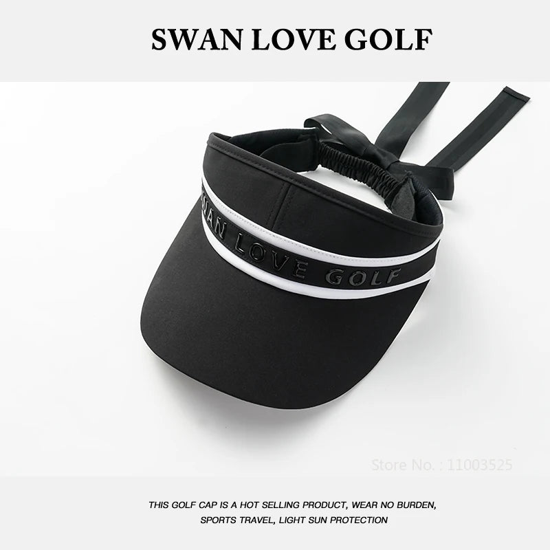 2025 SG Women's Golf Hat Outdoor Sports UV Protection Cap Sunscreen Empty Top Hat Versatile No Top Sunshade Cap WIth Bowknot