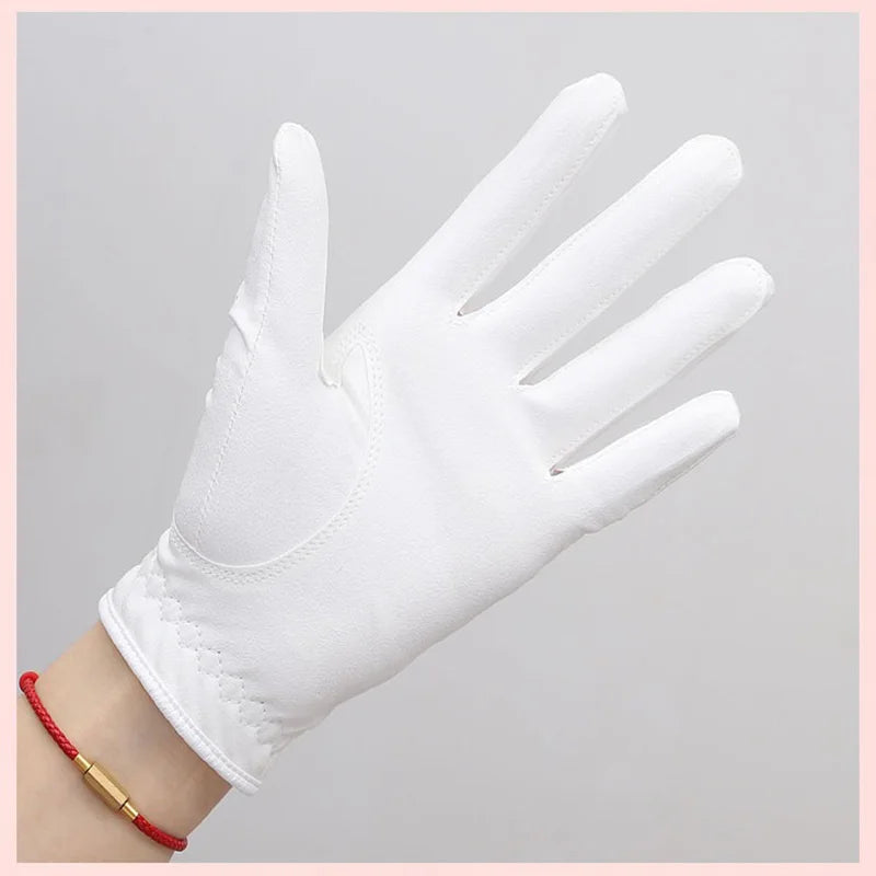 Golfist 1 Pair Women Breathable Non-slip Golf Gloves Ladies Lambskin Leather Sport Mittens Elastic Left Right Hand Golf Gloves