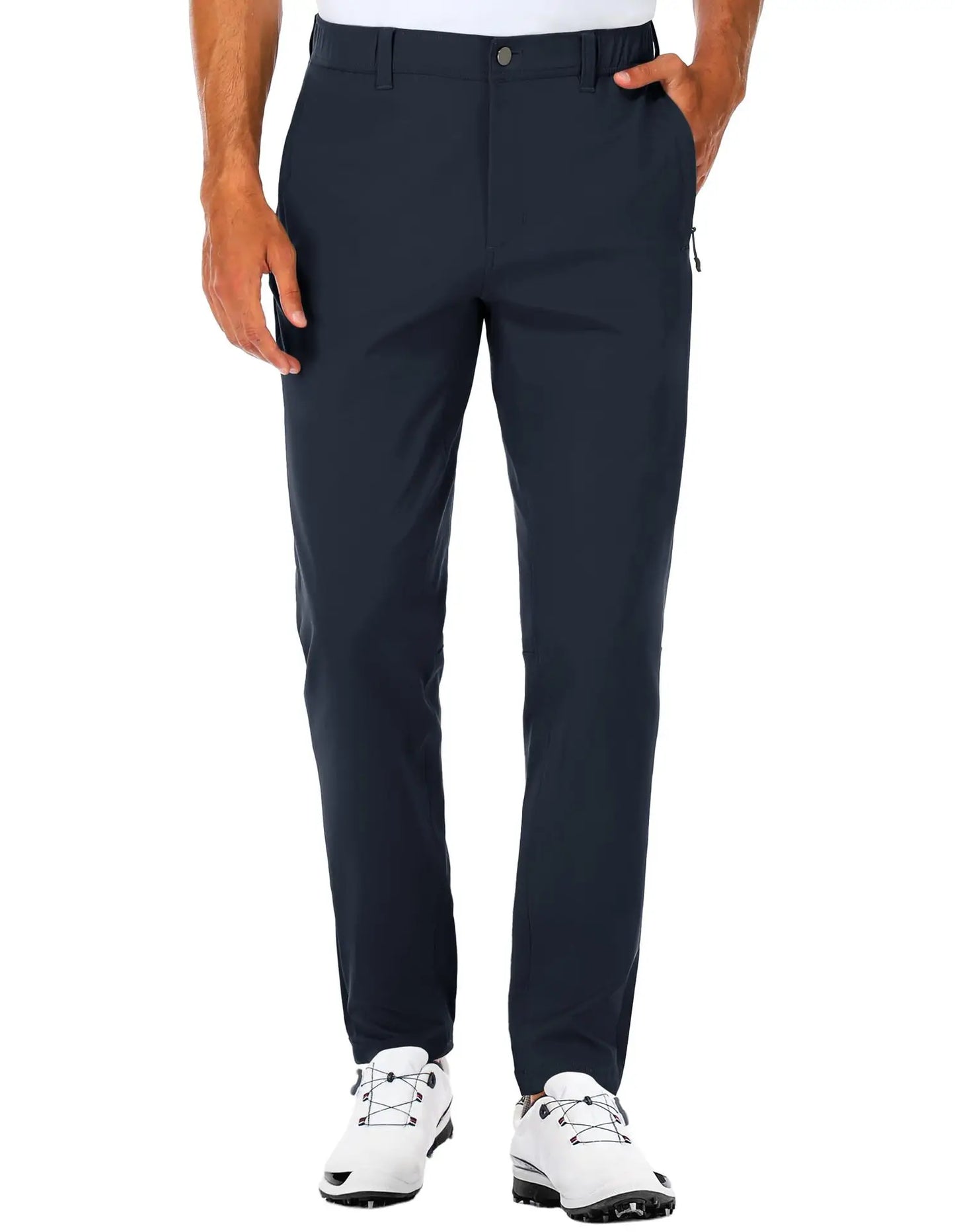 Men's Slim Fit Golf Pants Elastic Slim Fit Tapered Lightweight Hiking Pants Casual Pants with Pockets Outdoor Golf Trousers