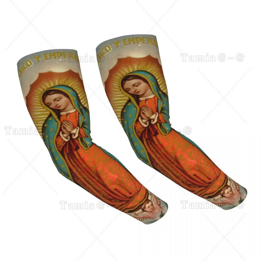 Our Lady Of Guadalupe Cooling Arm Sleeves for Men Women Catholic Virgin Mary Sports Running Tattoo Cover Up