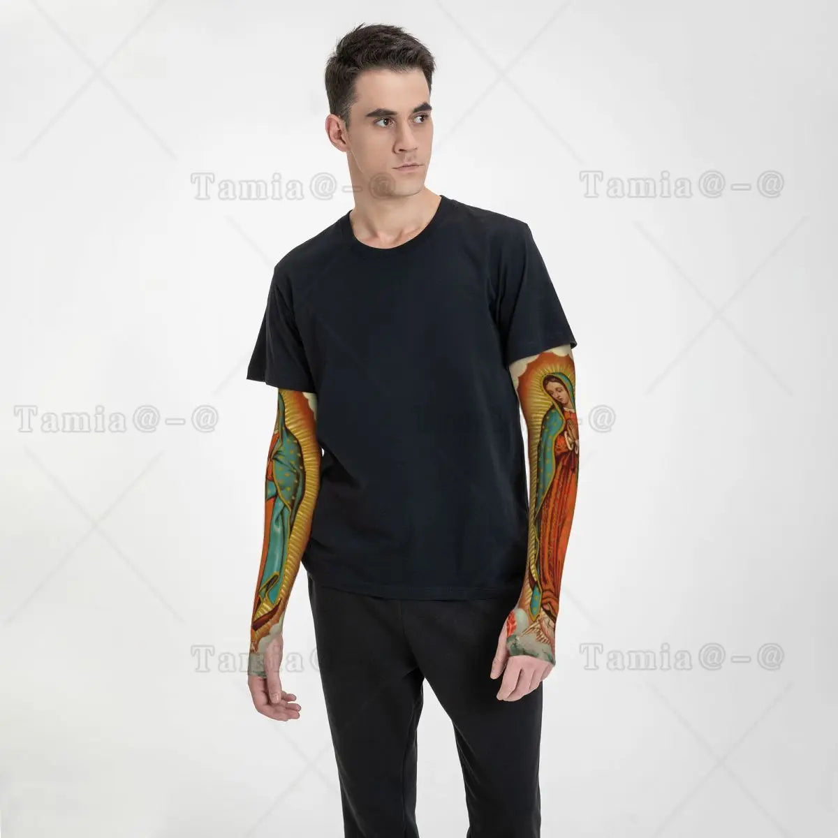Our Lady Of Guadalupe Cooling Arm Sleeves for Men Women Catholic Virgin Mary Sports Running Tattoo Cover Up