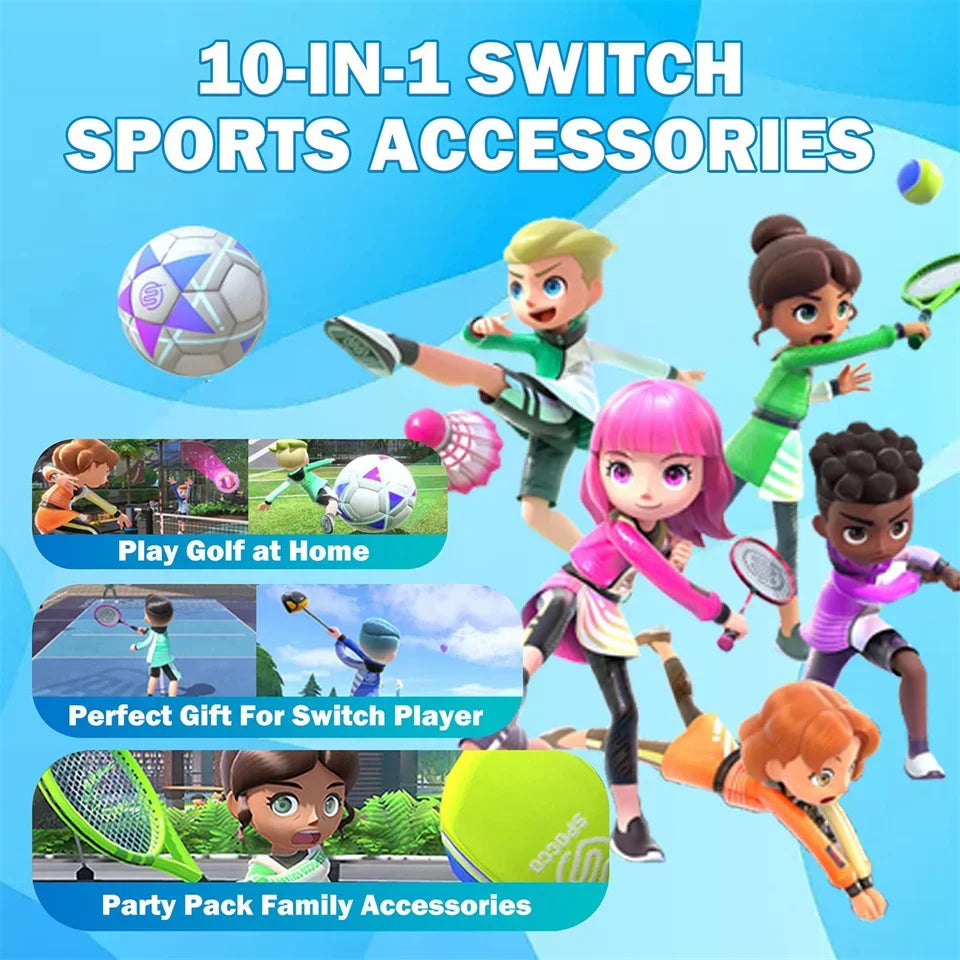 10 in 1 Switch Sports Accessories Bundle for Switch Oled Game Sports Accessories Kit with Golf Clubs Golf Clubs