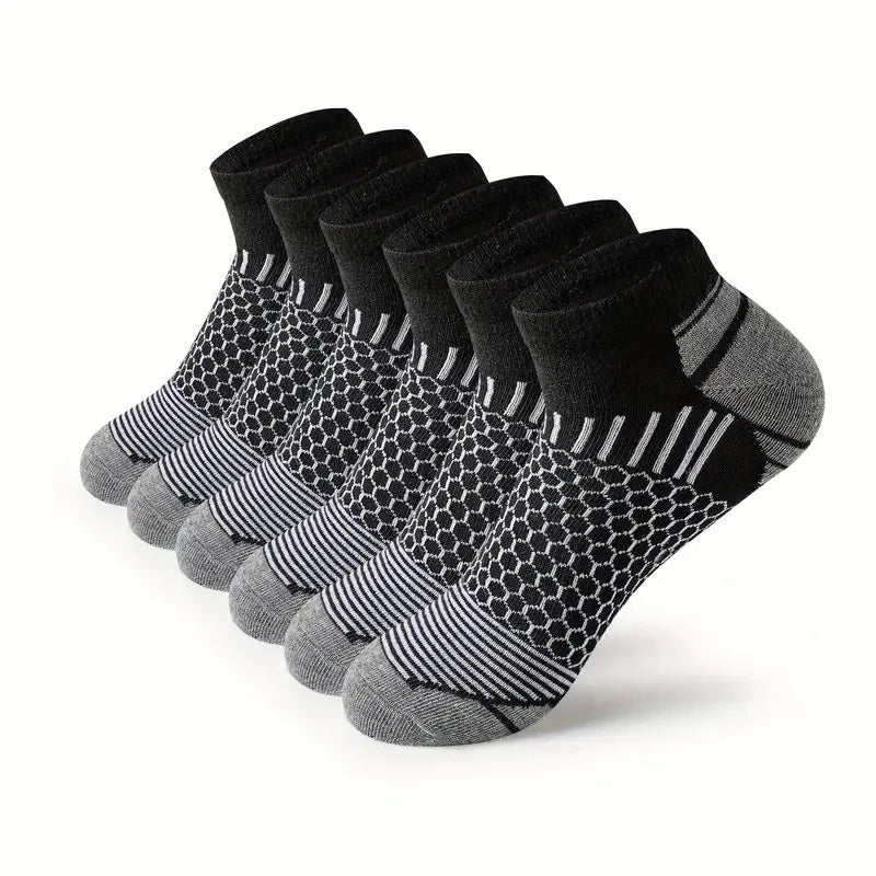 6 pairs Men's Short Sports Socks - Moisture-Wicking, Breathable, All-Season Athletic Socks