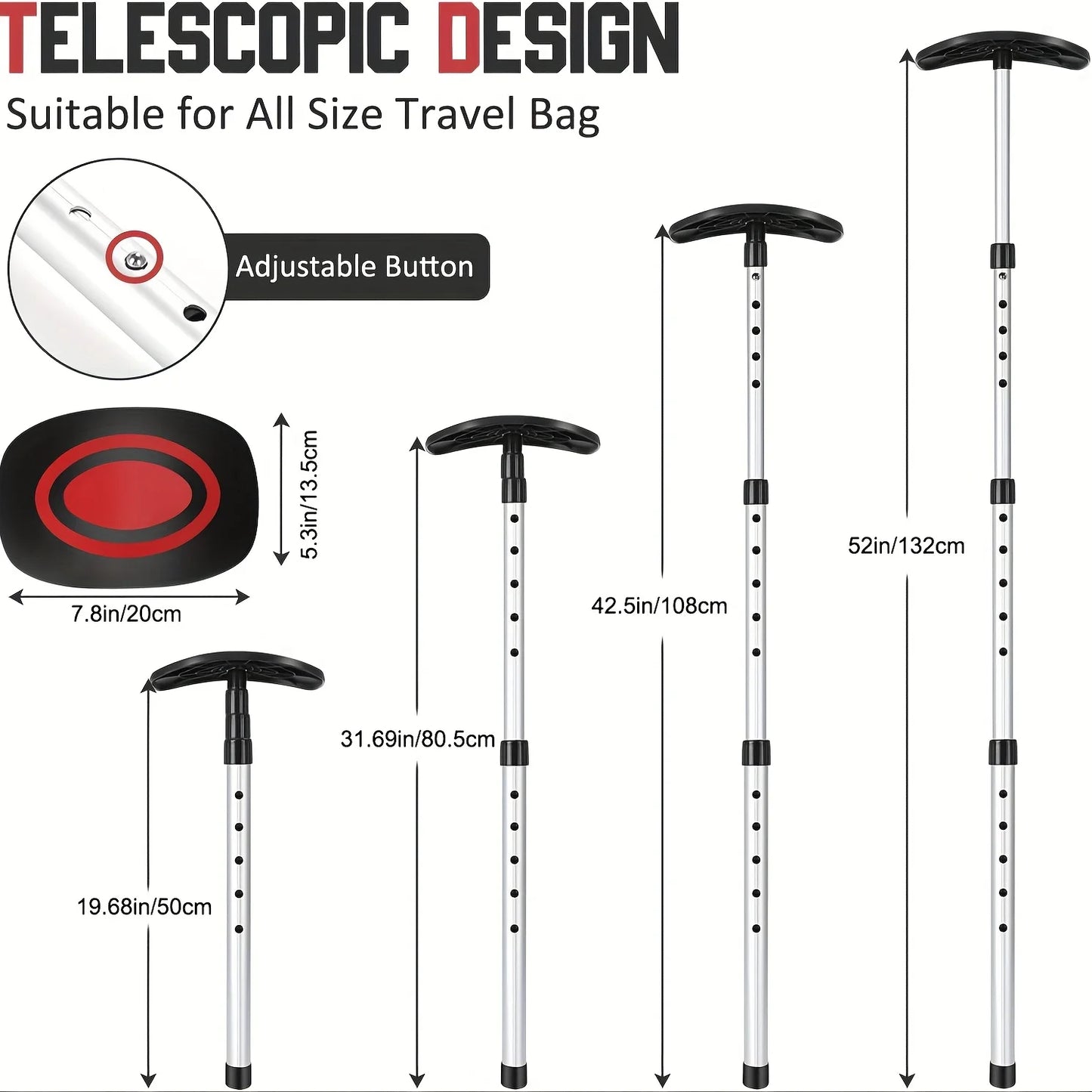 Portable Golf Travel Bag Support Pole, Fully Adjustable to Protect Clubs, Umbrella Anti-Impact Support CoverProtector and Alumin