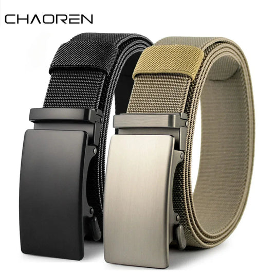 Golf Sports Elastic Belt Tactical Belt Metal Automatic Buckle Tough Stretch Nylon Men Military Belt 115-135CM Big Size Belts