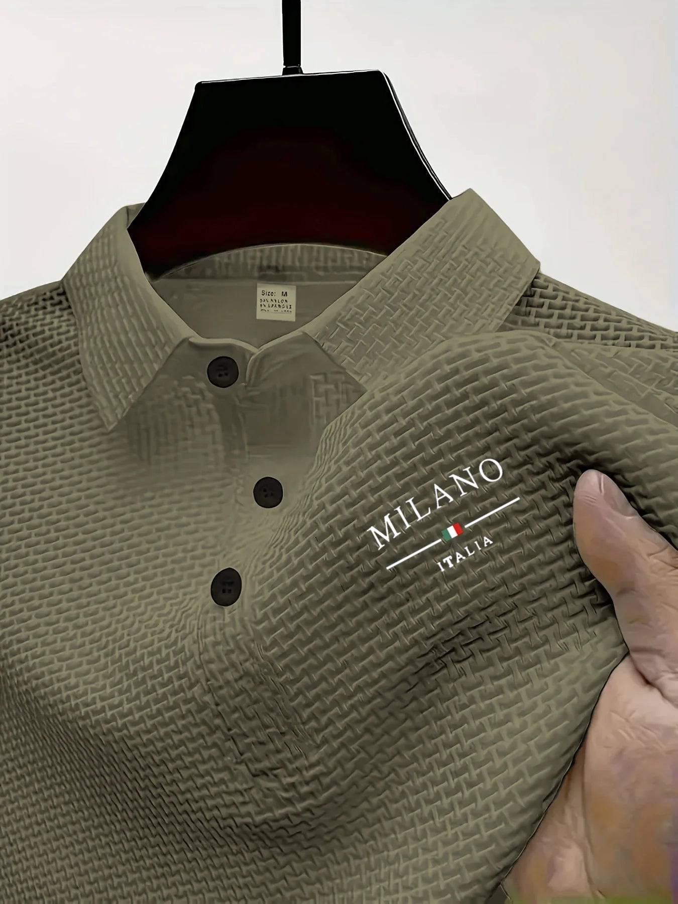 mens golfer silhouette jacquard polo shirt breathable quick dry fabric casual business golf outdoor daily short sleeve top