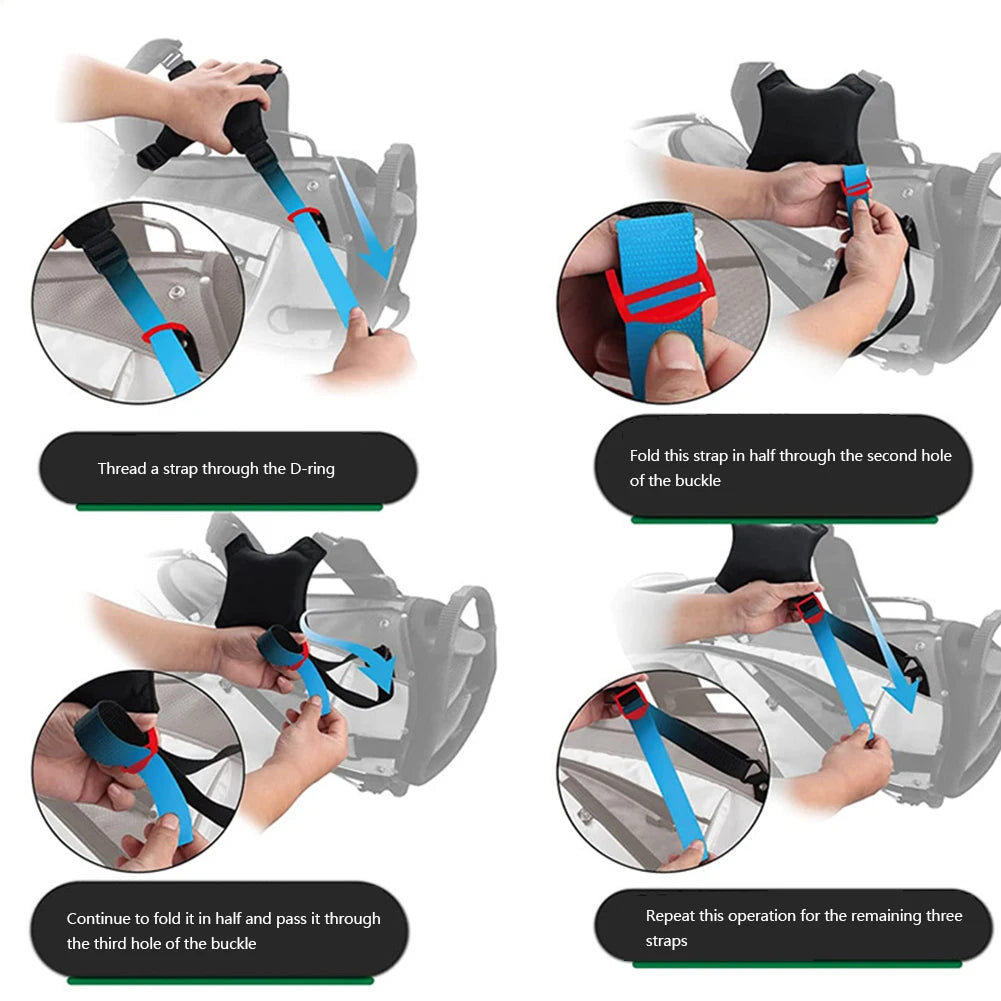 Golf Double Shoulder Strap Waterproof Golf Bag Accessories Adjustable Padded Backpack Carry Strap with 4 Rotate Buckles