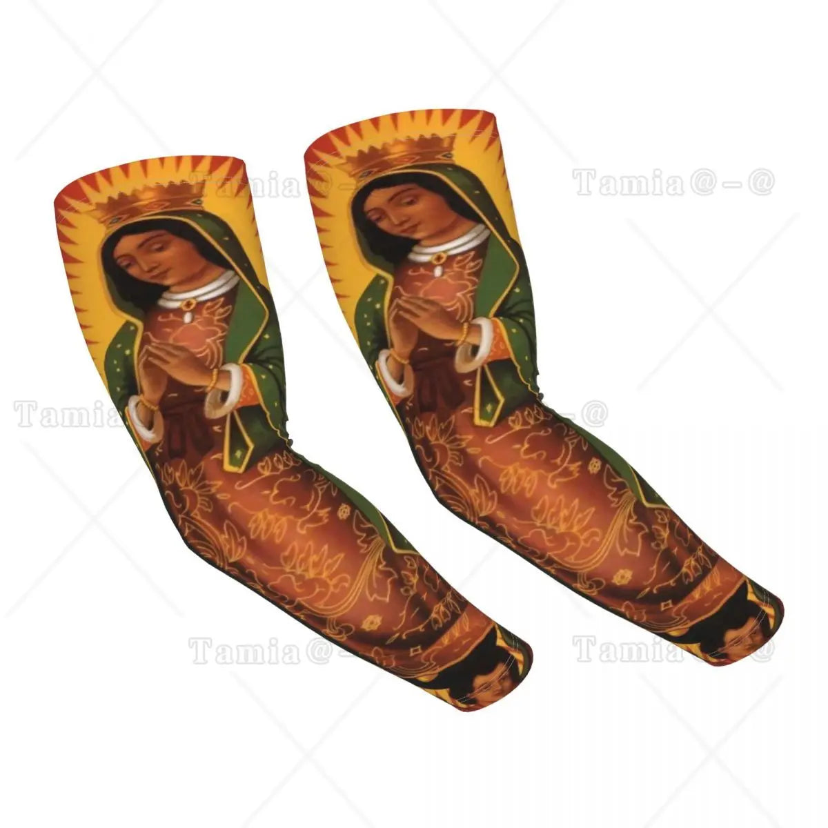Our Lady Of Guadalupe Cooling Arm Sleeves for Men Women Catholic Virgin Mary Sports Running Tattoo Cover Up
