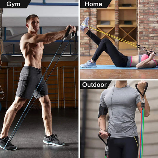 Hot New Fitness Resistance Belt Set Yoga 5-Tube Fitness Belt Home Fitness Belt Door Anchor Handle Ankle Belt Fitness Equipment ﻿