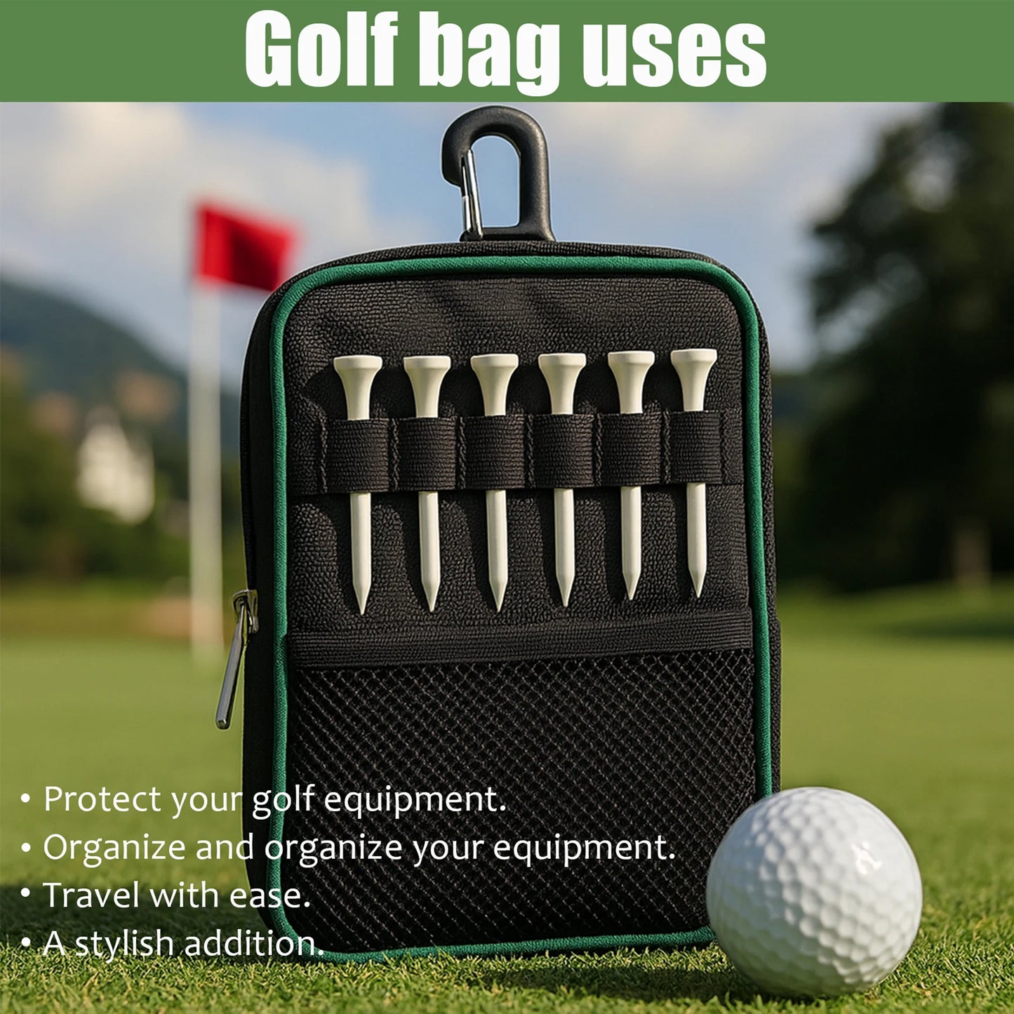 Golf Bag Portable Zipper Waist Hanging Golf Tee Accessories Golf Tee Pouch Outdoor Male Female Universal