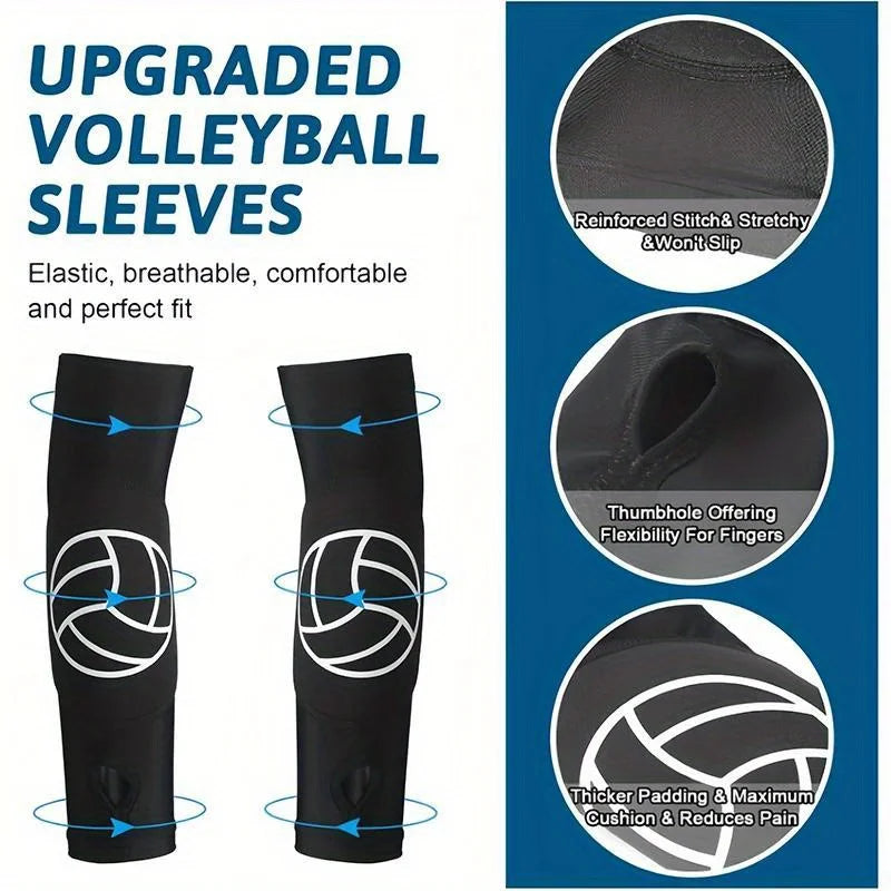 2 Pairs Volleyball Accessories, Include 1pair Volleyball Knee brace & 1pair Volleyball Arm Sleeves with Thumb Holes