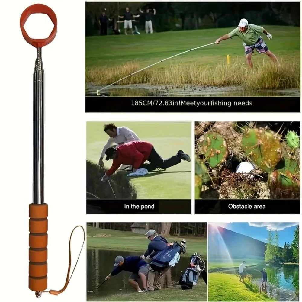 1 Piece Retractable Golf Ball Pick-Up Tool, 9-Foot Stainless Steel Grabber, Adjustable and Durable Golf Accessory for Golf Courses and Practice, Ideal Gift for Golf Enthusiasts