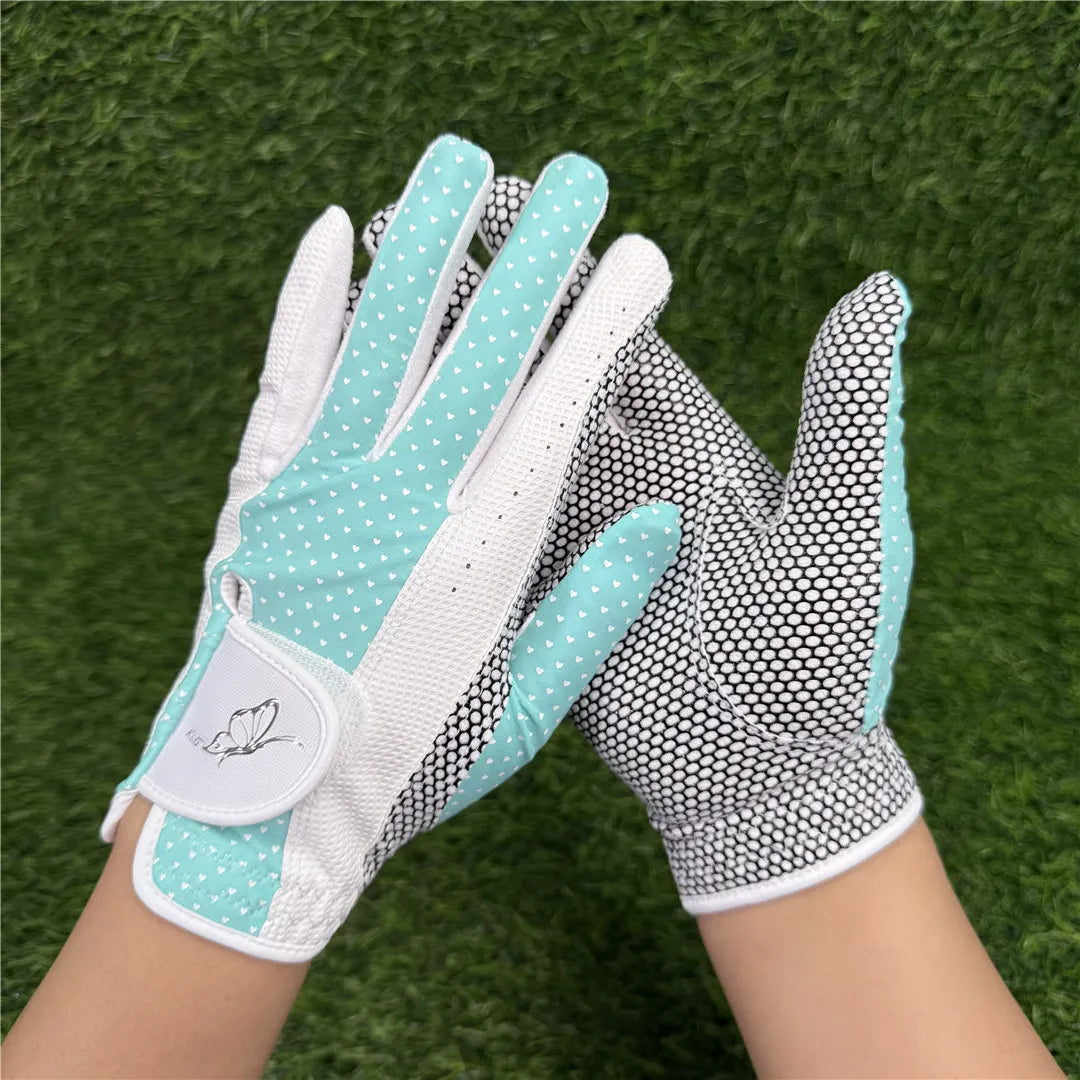Golfist 1 Pair Golf Gloves for Women's Anti-Slip Sheepskins Golfs Gloves Soft Breathable Mittens Sunscreen Training Handcover