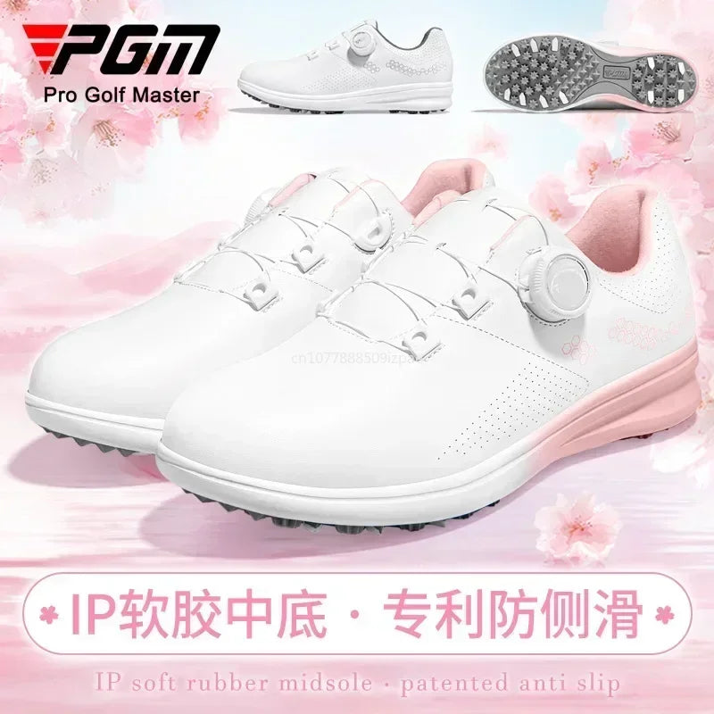 BestPGM Women Golf Shoes Waterproof Anti Slip Lightweight Knob Comfortable Cushioning Sports Sneakers