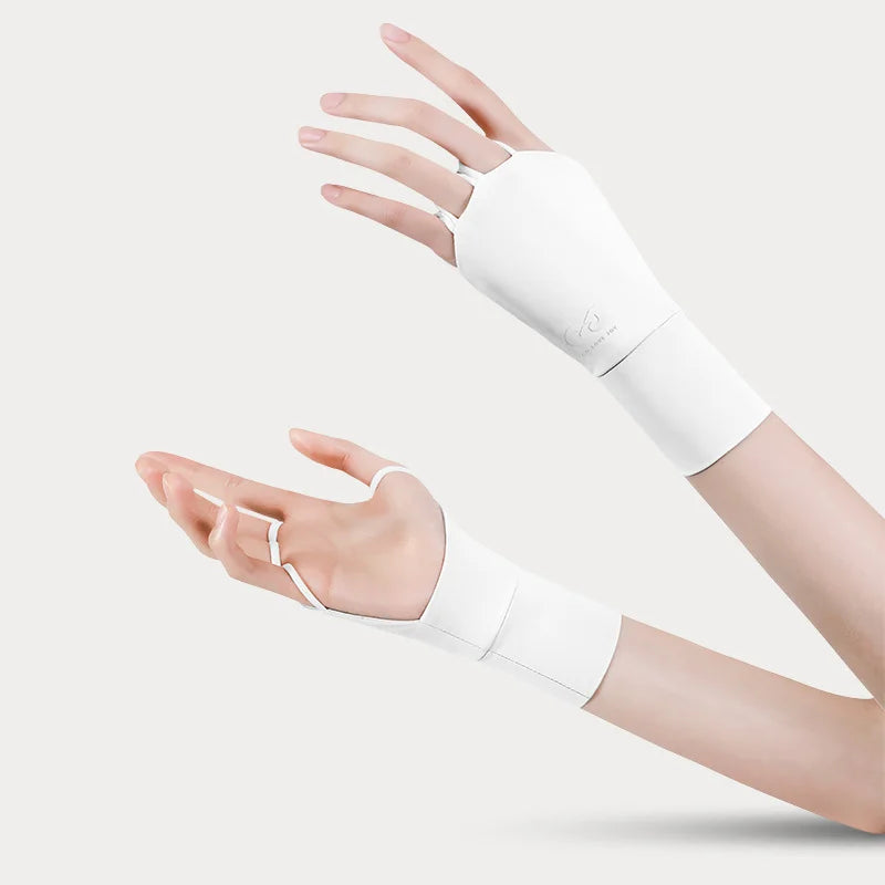 Women Half Finger Glove Cool Breathable Sun UV Protector Golf Glove Ice Silk Hollow Palm Elastic Left & Right Hand