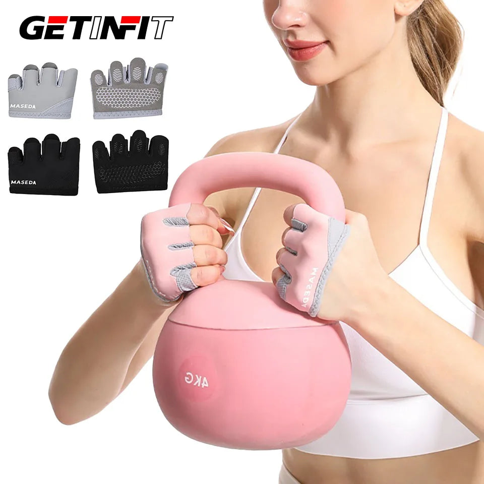 GETINFIT Yoga Fitness Gloves Half Finger Gym Training Anti-slip Workout Gloves Sport Hand Protection Thin Breathable Anti-callus