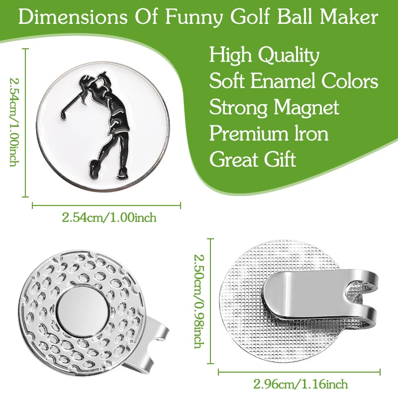 Golf Player Pattern Decorative Clips Golf Ball Marker with Magnetic Golf Hat Clip Jewelry Accessories Gift Golf Supplies