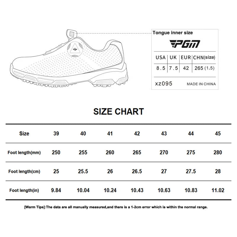 PGM Golf Shoes Men's Waterproof Shoes Breathable Men's Shoes Rotating Lace Sports Shoes XZ095