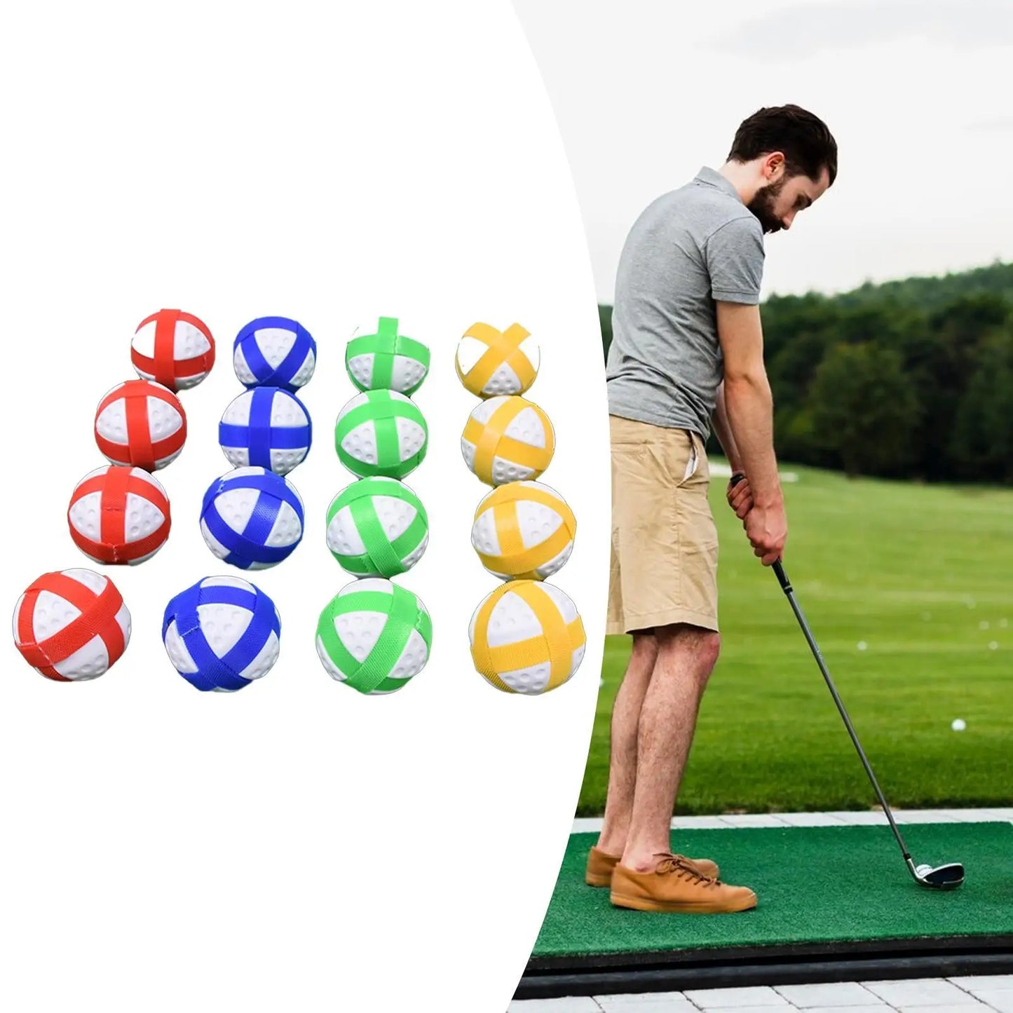 16x Golf Sticky Balls,Sport Balls Toy for Adults Teens,Portable,Indoor Outdoor Hook and Loop Balls Game Accessories