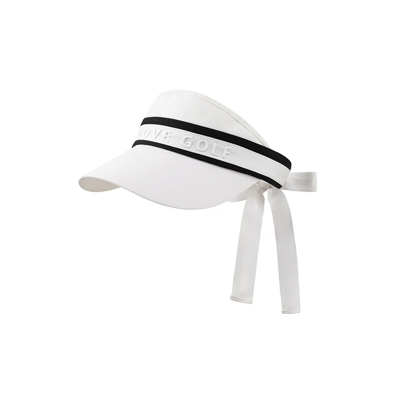 2025 SG Women's Golf Hat Outdoor Sports UV Protection Cap Sunscreen Empty Top Hat Versatile No Top Sunshade Cap WIth Bowknot