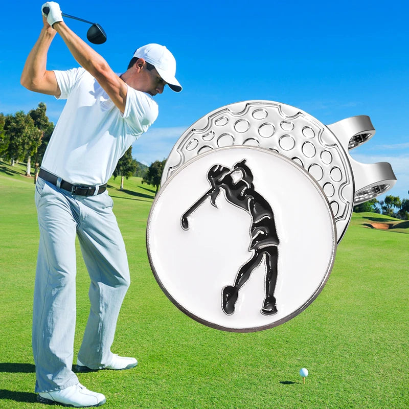 Golf Player Pattern Decorative Clips Golf Ball Marker with Magnetic Golf Hat Clip Jewelry Accessories Gift Golf Supplies